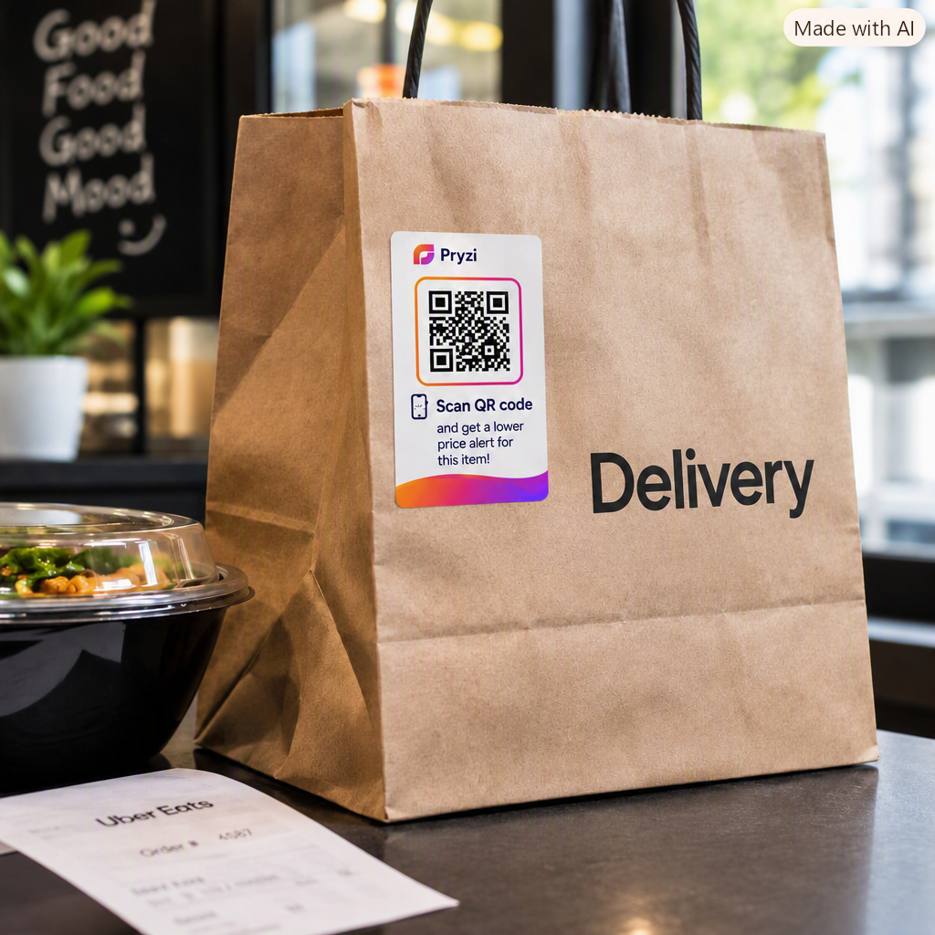 Pryzi tag on a delivery bag